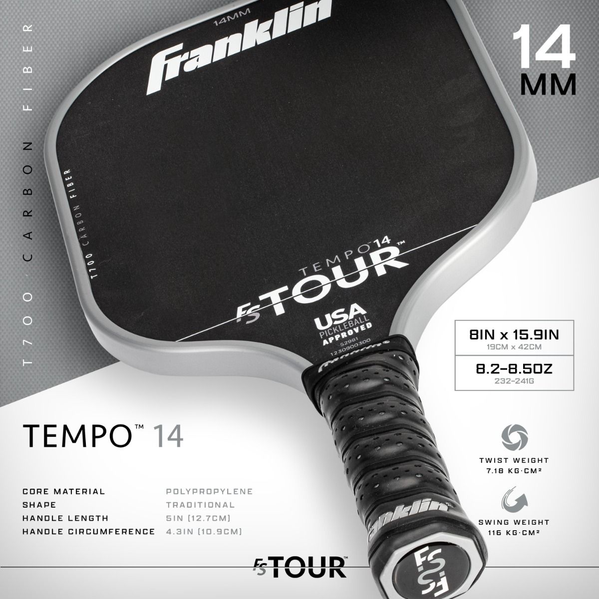 Franklin FS TOUR TEMPO 14/ フランクリン FSツアーシリーズ -テンポ ピックルボールパドル