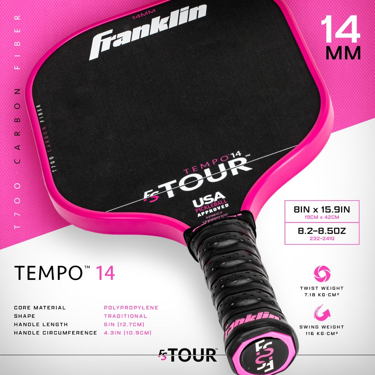 Franklin FS TOUR TEMPO 14/ フランクリン FSツアーシリーズ -テンポ ピックルボールパドル