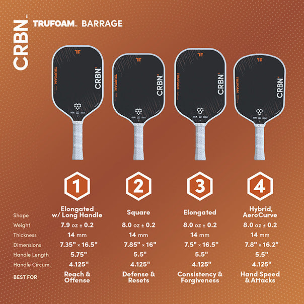 ピックルボールワン公式ショップ CRBN3 TruFoam Barrage (Elongated