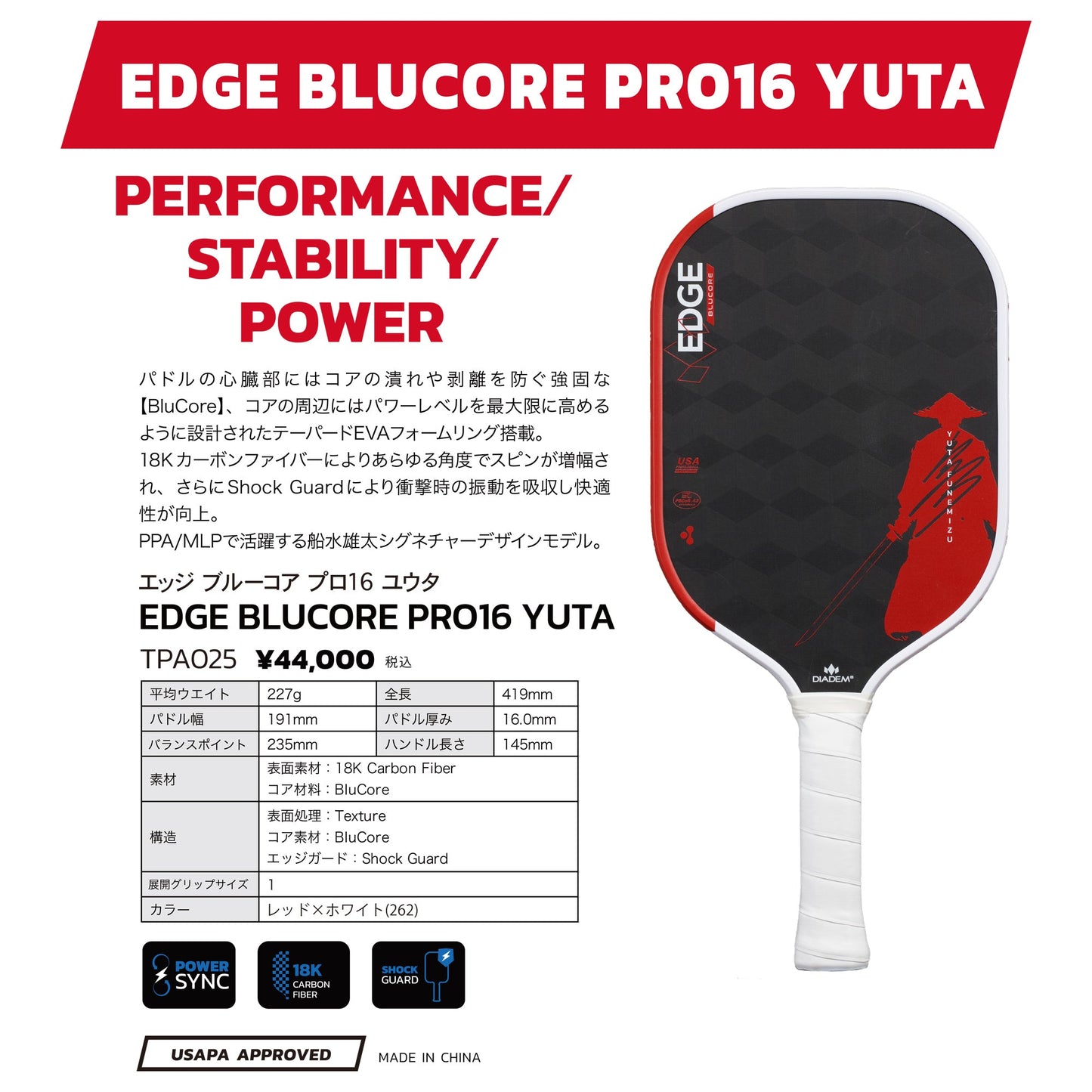 DIADEM EDGE BLUCORE PRO16 YUTA spec