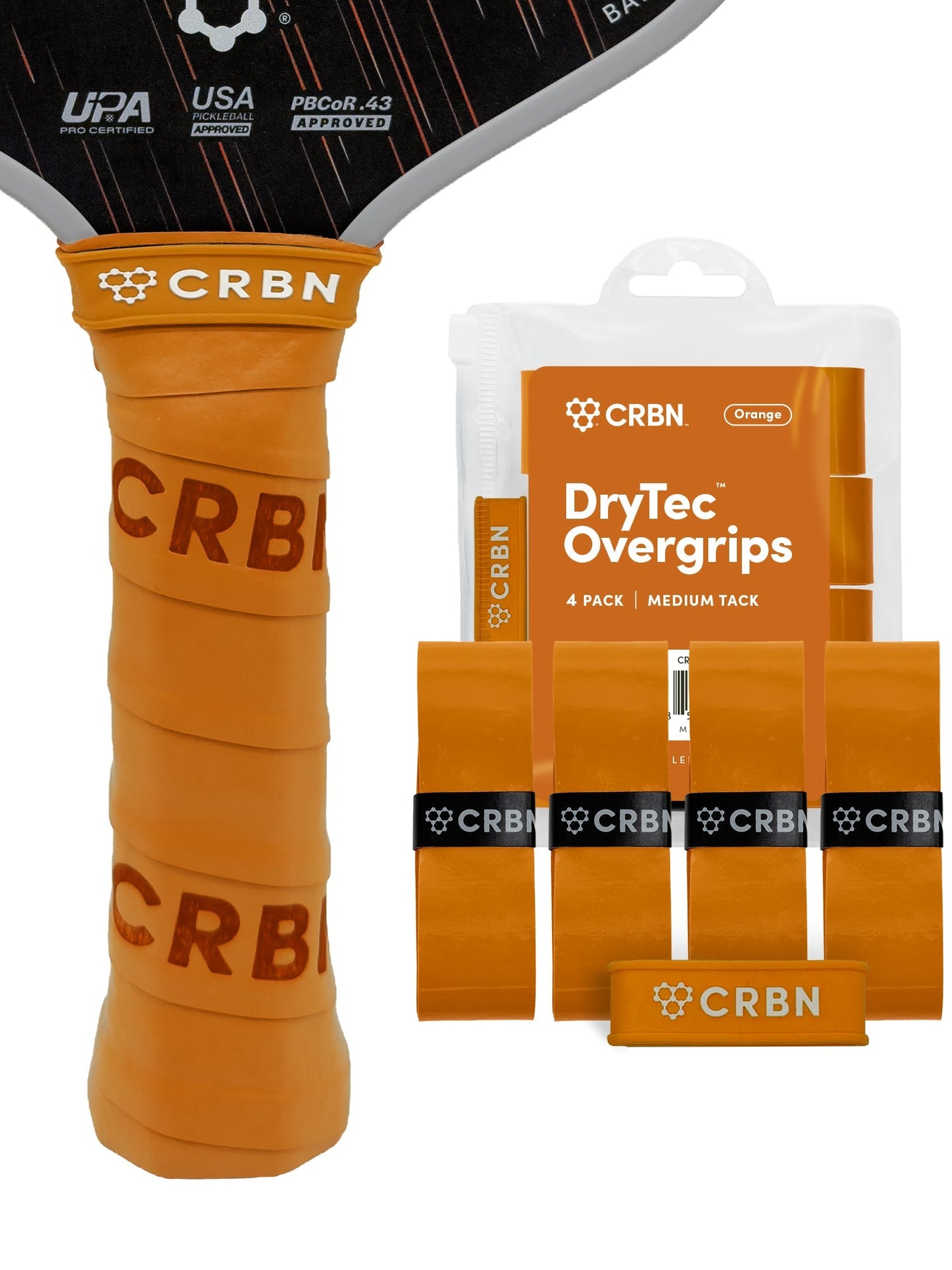 CRBN DryTec Overgrips 4 Pack - Orange (Barrage)