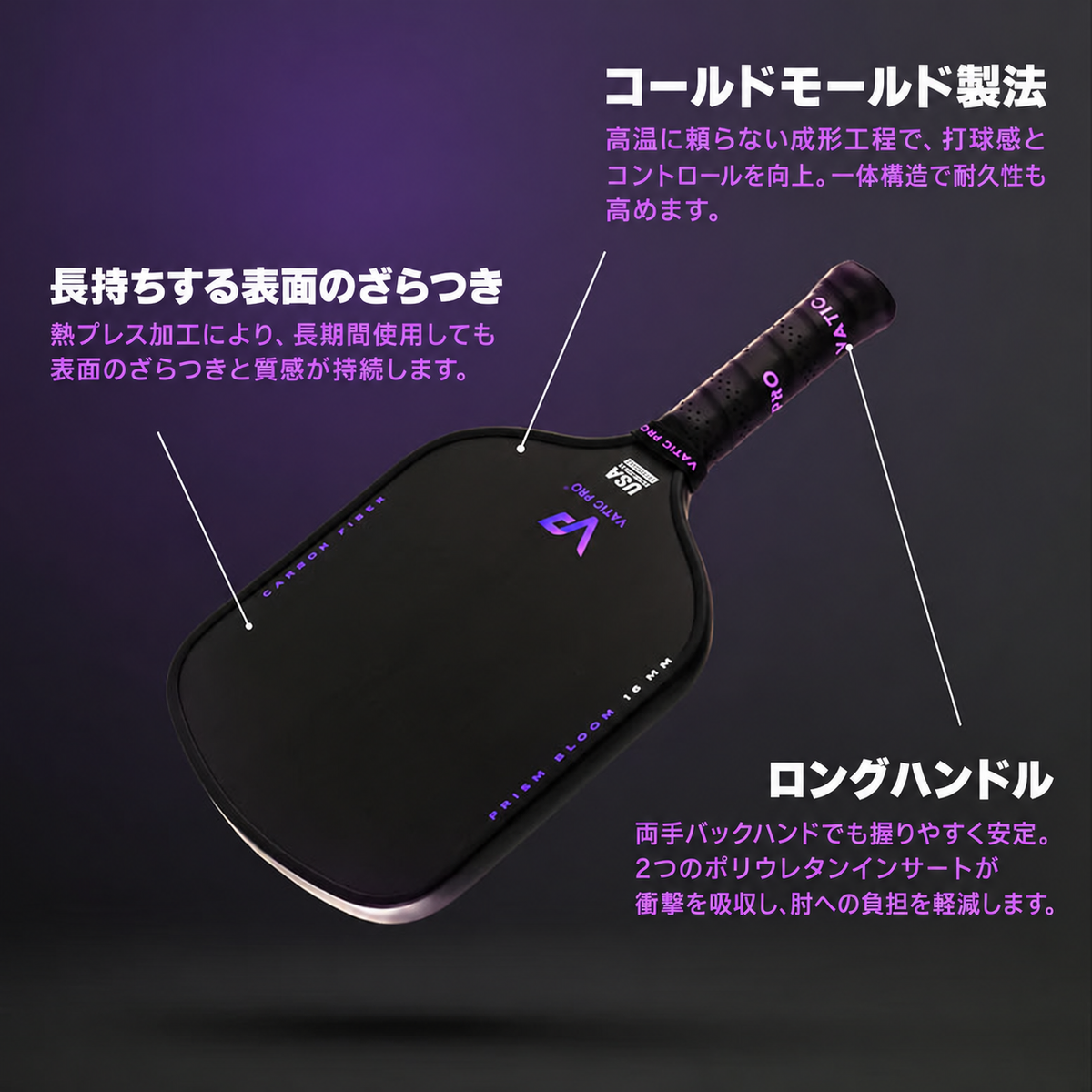 Vatic Pro PRISM Bloom 構造・表面・ハンドル 日本語説明